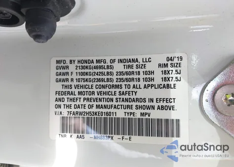 2019 Honda Cr-V Ex from USA, damaged, VIN 7FARW2H53KE016011